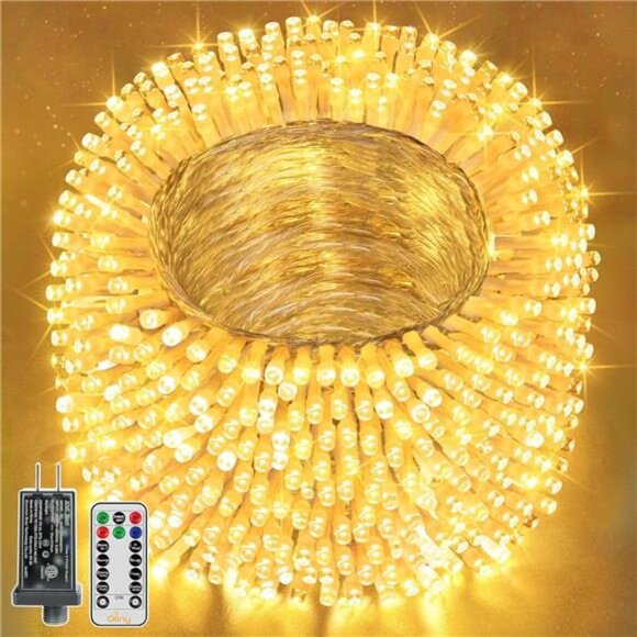 Outdoor Christmas Lights 328FT 1000LED Fairy Lights Warm White Remote Timer - Picture 1 of 7